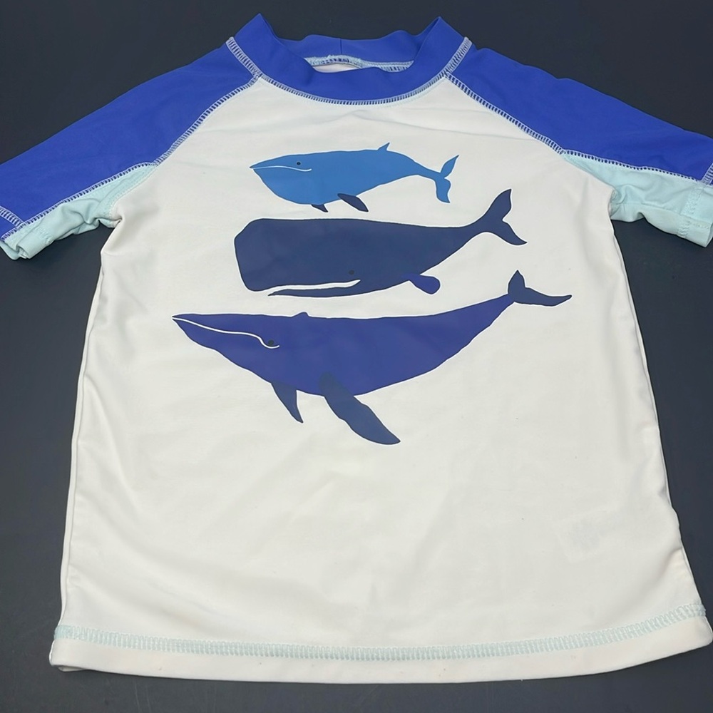 CARTER’S: Rash Guard; Whale Print Short Sleeve, Size 4T